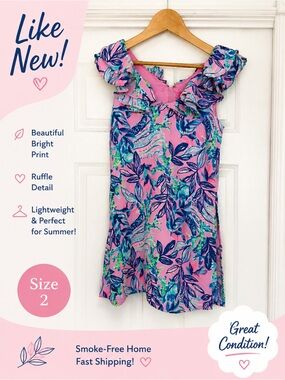 Woman’s Pink Floral Ruffle Summer Dress - Size 2